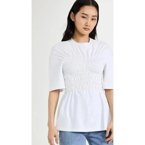 Stella McCartney White Smocked Cotton T-Shirt Size 40 - Picture 9 of 10